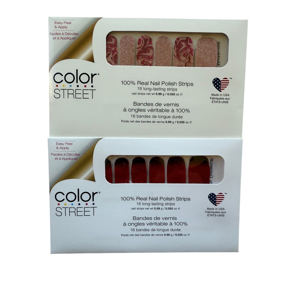 Color Street Nail Polish Strips Bundle Feeling Marble-ous Bloody Gorgeous &Clips